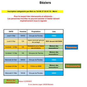 Planning Béziers Mai 2023 Image 1