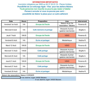 Planning Août Béziers Image 1